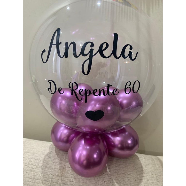 Balão Bubble + Bexigas + Frase Personalizada em Oferta na Shopee