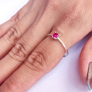 Anel Solitário De Prata 925 / Anel Feminino Prata - Anel De Prata Legítima - Anel Pedra Vermelha Rubi