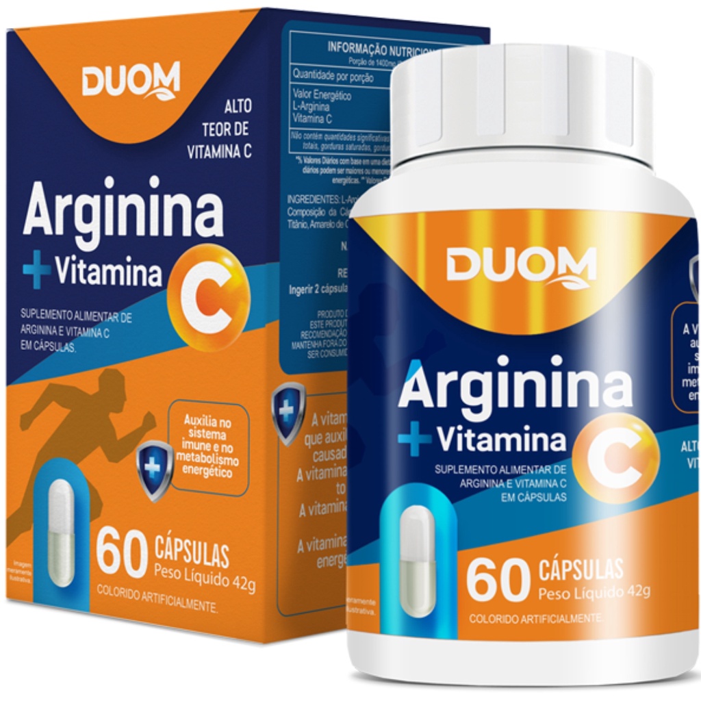 Arginina Com Vitamina C Imunidade 60 Caps Clean Label - Duom em Oferta na Shopee
