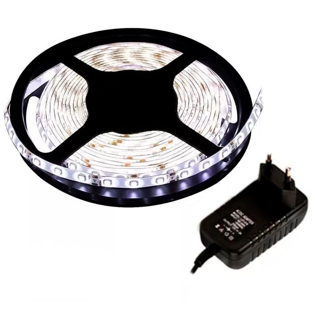 Fita Led 5050 5 Metros Com Silicone Ip65 Branco Frio + Fonte em Oferta na Shopee