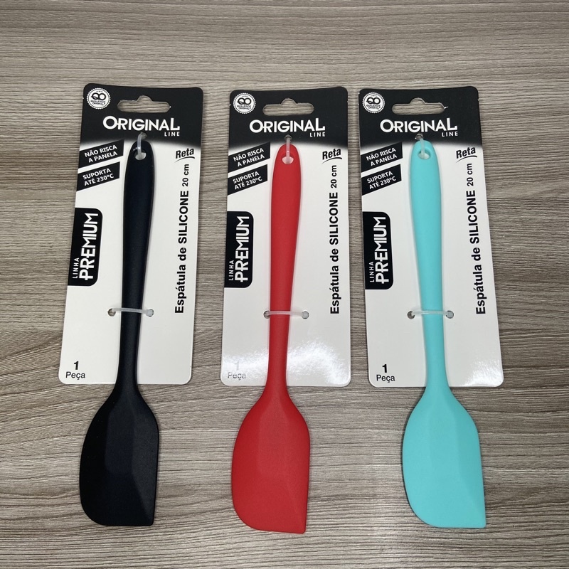 Espátula de Silicone Pão Duro  Toda em Silicone Espátula Pão Duro 20 cm preta vermelha e azul