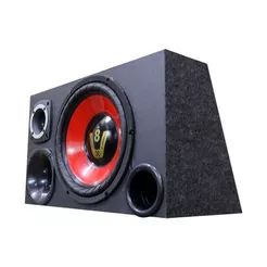 Caixa Trio Som Automotivo Completa Trio Subwoofer V8 Compet 800w - Compet Vermelho