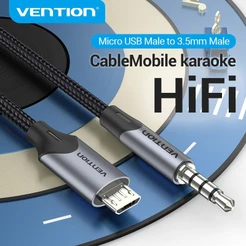 VENTION Cabo de áudio de 3,5 mm Micro USB macho para macho para placa de som, microfone e qualidade de som Hi-Fi
