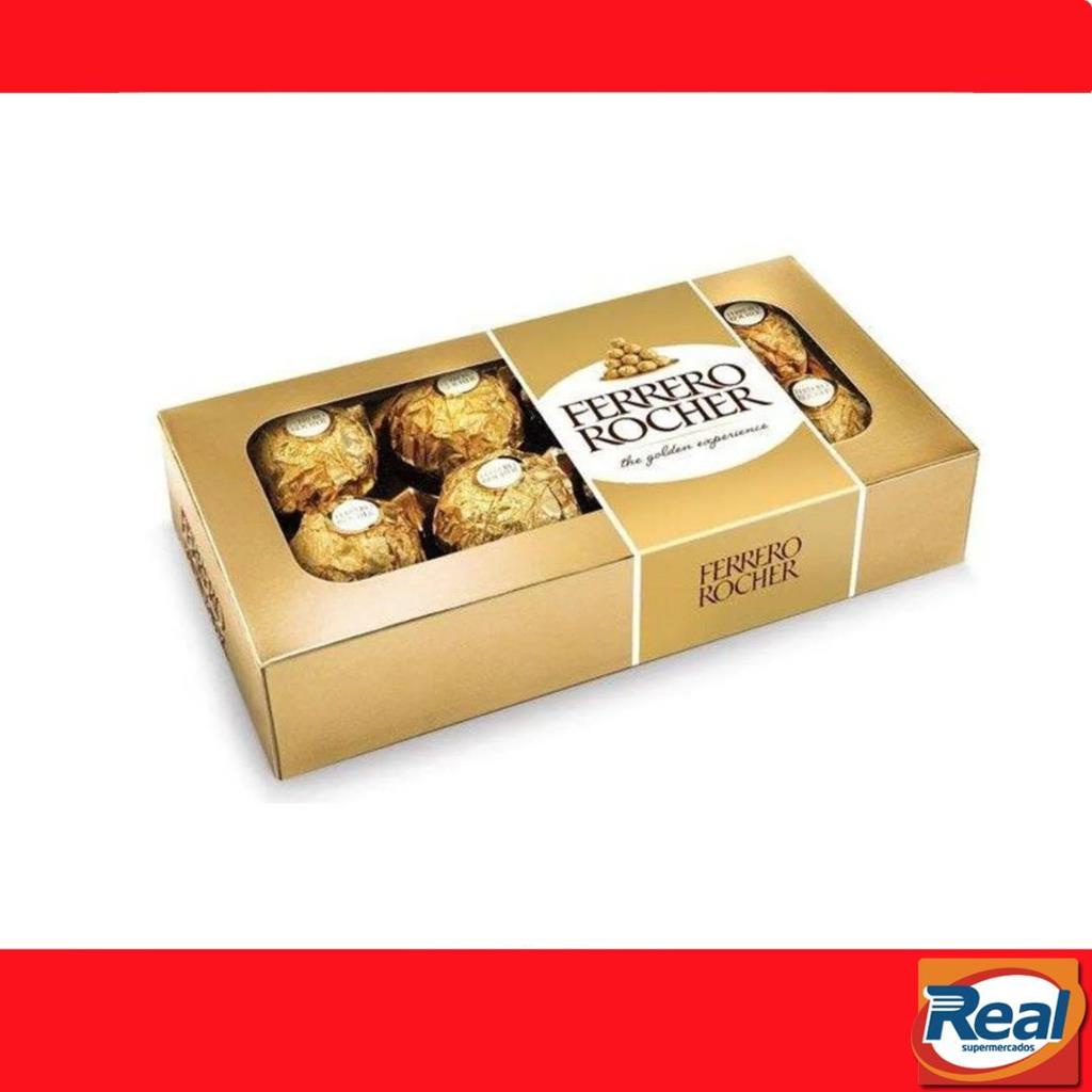 Caixa De Chocolate Bombom Ferrero Rocher Com 8un 100g