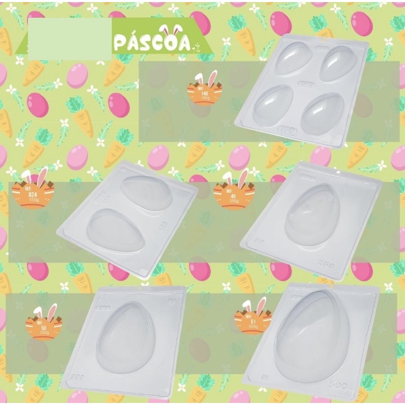 forma bwb silicone ovo de páscoa 100/150/250/350/500 g 3 partes em Oferta na Shopee