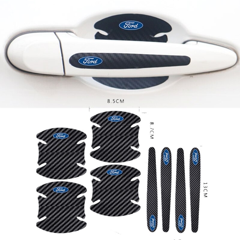Para Ford Carbono Fibra Adesivos Maçaneta Da Porta Do Carro Proteger o Punho Do Carro Anti Protetor De Arranhões Para Ford Ka Focus mk2 Ranger new Fiesta Fusion Ecosport Edge