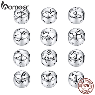 Vintage 925 Sterling Silver Aquarius Estrela Signo Do Zodíaco Contas Encantos fit Pulseiras DIY Twelve Constelação SCC1218
