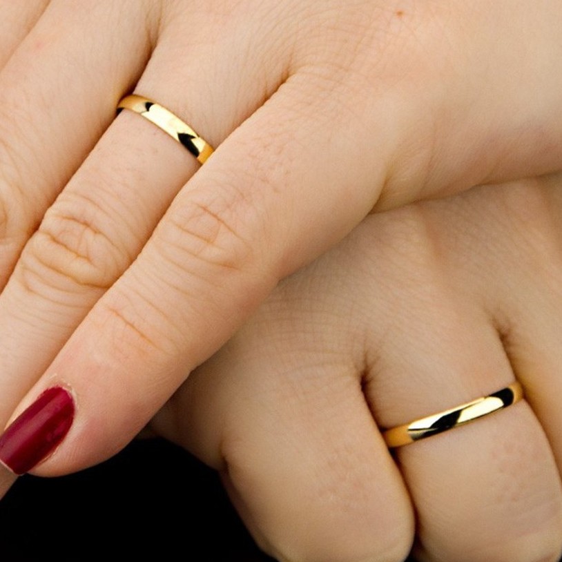 Aliança de casamento 3mm aço inox dourada