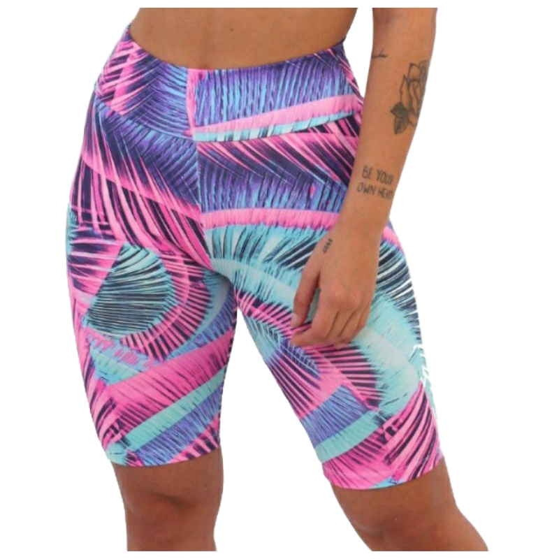 Bermuda Ciclista Plus Size Suplex Estampada Cintura Alta Academia Fitness
