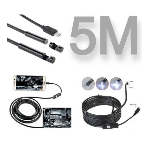 Micro Câmera Hd Endoscópica Usb Sonda Celular Android Pc- Inspeção Boroscopio
