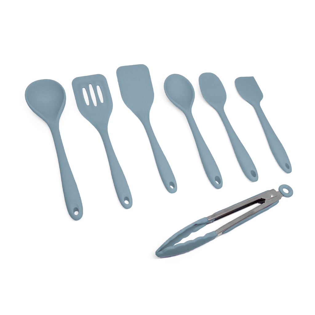 Kit de Utensílios de Silicone com 7 peças Azul - OIKOS em Oferta na Shopee