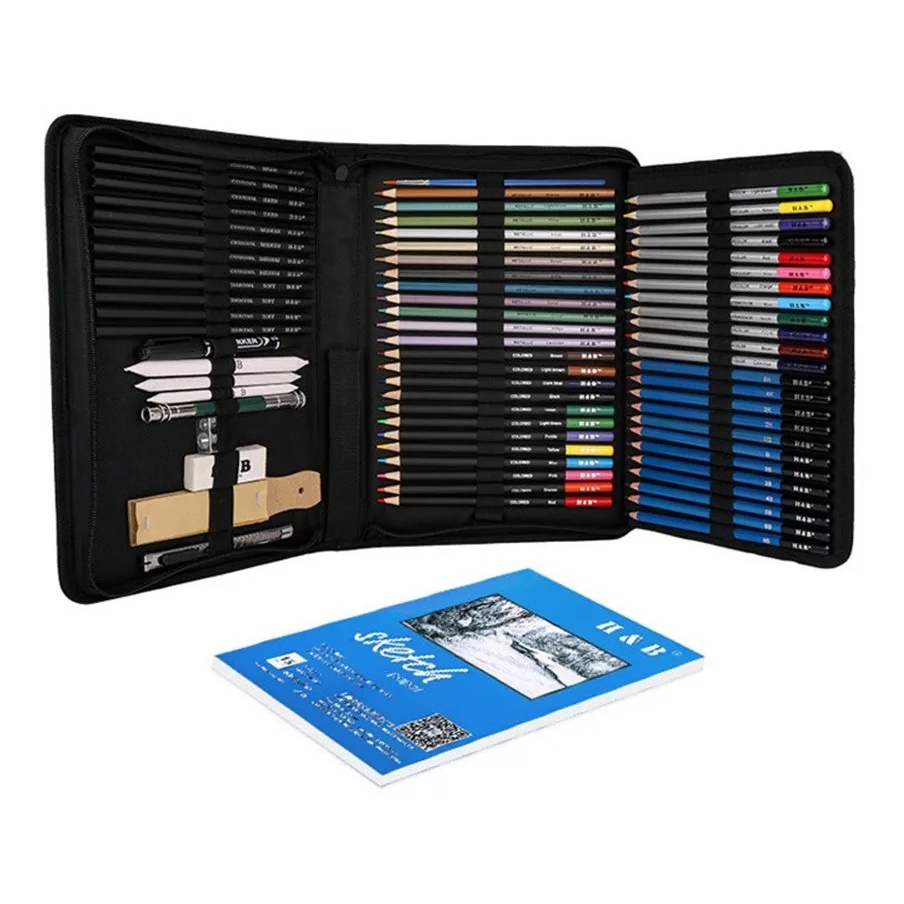 Imagem Kit Lápis De Desenho H&b Profissional 72 Pcs No Brasil