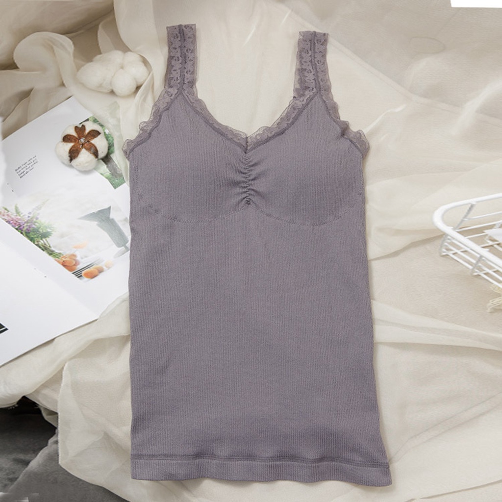 Thermal Underwear for Women Fleece Lined Lace Cami Tank Top V Neck Sleeveless Shirts 