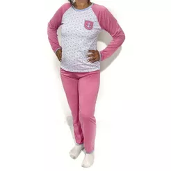 Pijama Longo Juvenil Feminino Tamanho 10 a 16 Blusa Longa E Calca De Frio