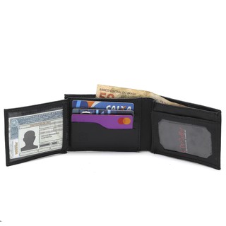 carteira masculina couro legítimo porta cartão documentos e notas compartimento duplo dinheiro slim porta cnh premium