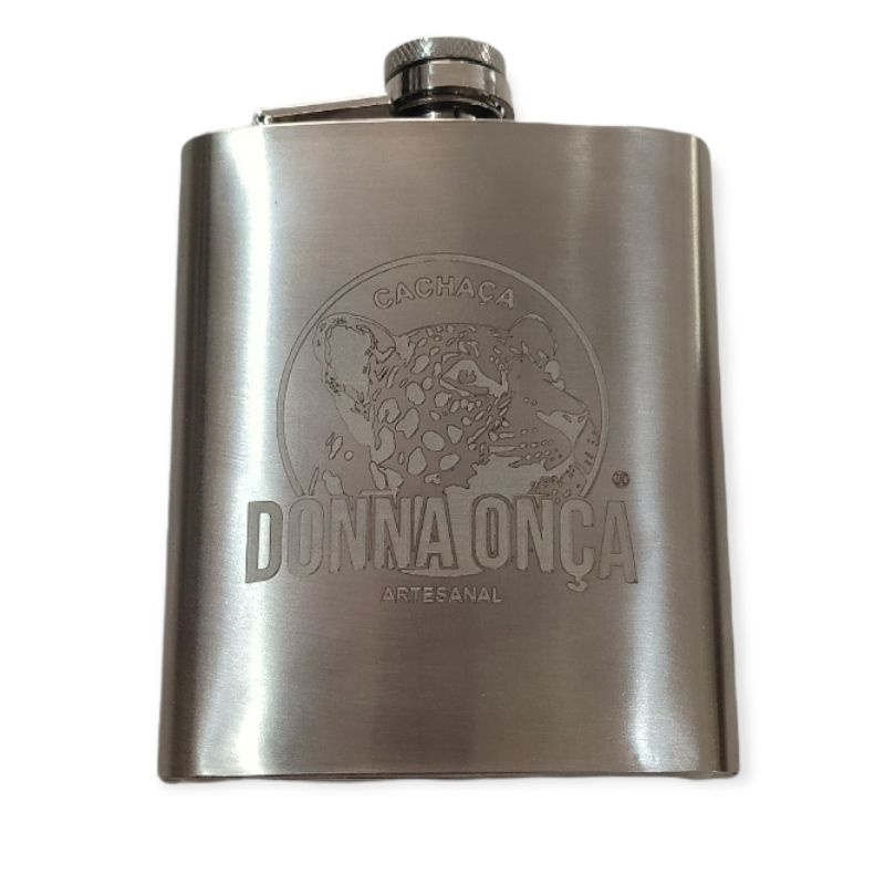 Cantil Bolso Aço Inox Cachaça Donna Onça 210ml
