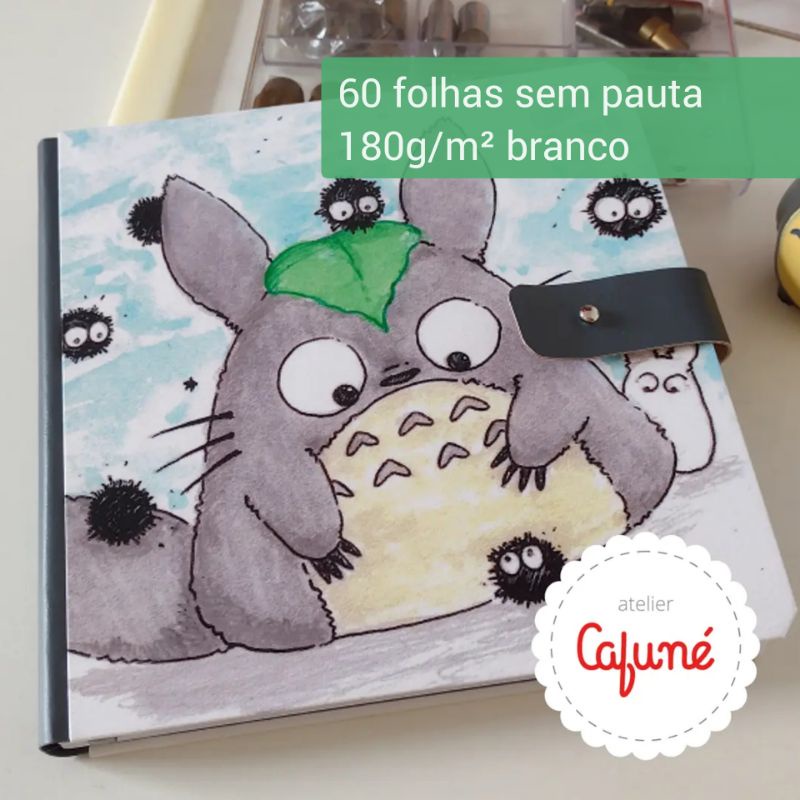 Caderno Sketchbook Quadrado Artesanal Totoro Ghibli Shopee Brasil