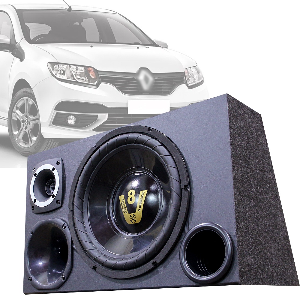 Caixa Trio Som Automotivo Trio Completa Subwoofer Renault Sandero Logan - Spare Parts and Accessories for Vehicles
