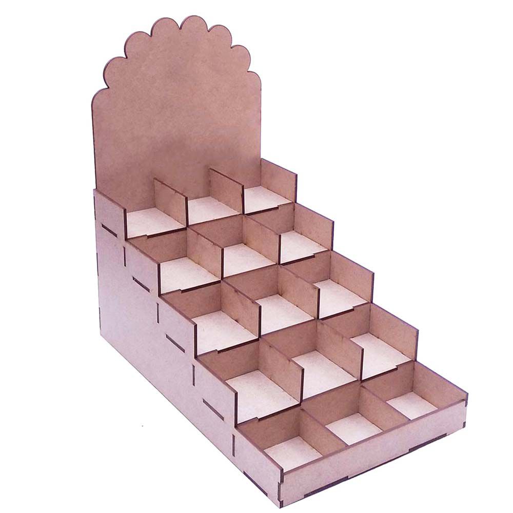 Display expositor mdf escada 5 degraus 15 lugares doce palha brownie alfajor paçoca amendoim chocolate trufa em Oferta na Shopee