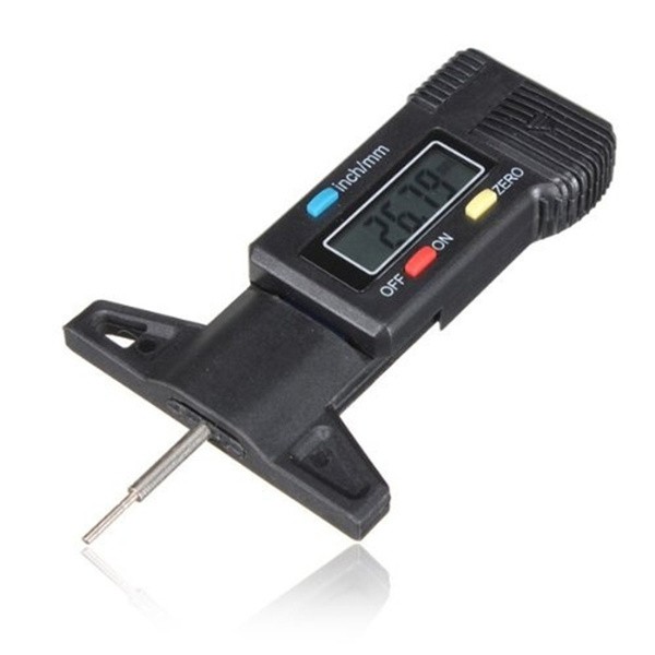 Medidor De Profundidade Pneu Paquímetro Medidor De Espessura Vernier Prata 0-25mm Profundímetro Digital Com Bateria