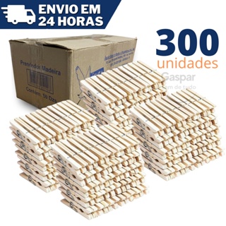 300 Prendedores Pregadores Roupa Madeira Artesanato Embalagem em Oferta na Shopee