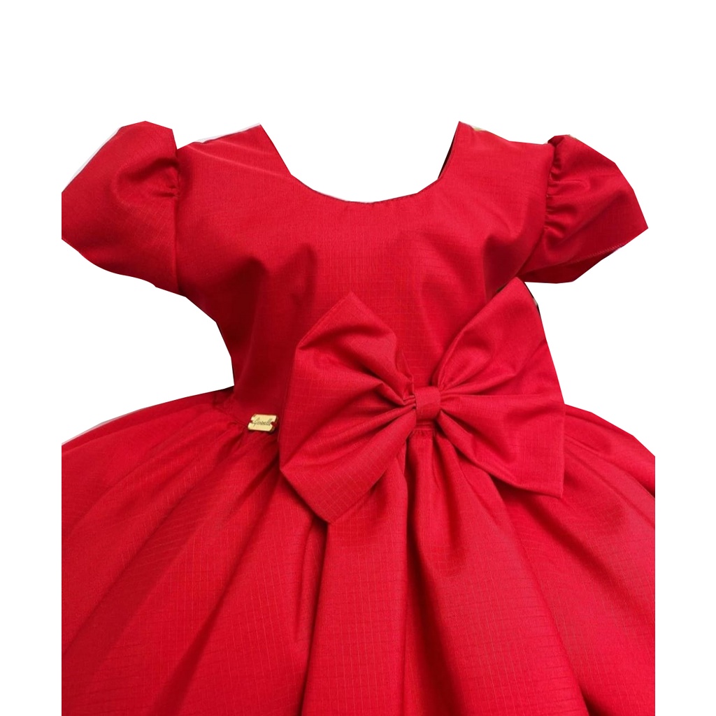 Malignant Serena emulsion Vestido Infantil Vermelho Social Daminha Casamento Natal Festa Luxo |  Shopee Brasil