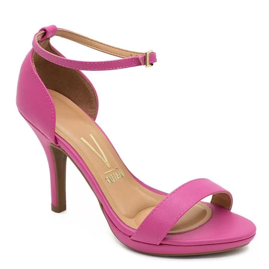 Sandália Vizzano Feminina Salto Fino Alto Meia Pata Pink Pelica Festa 6210.655 Blogueira.