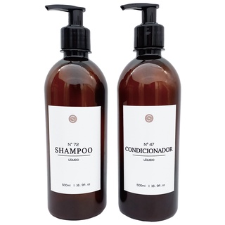 Frascos Ambar 2Pçs Shampoo E Condicionador 500Ml Pet Cilíndrico