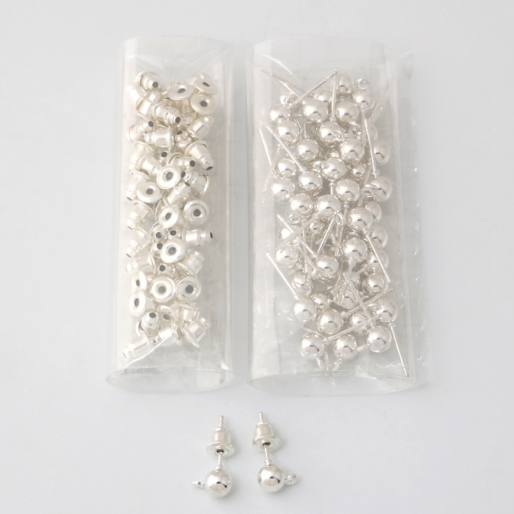 50PCs Brincos De Pinos De Metal Encontrados De Tarraxa Básica Tampas De Poste De Agulha Para Brinco De Bricolagem — imagem 2 de 2