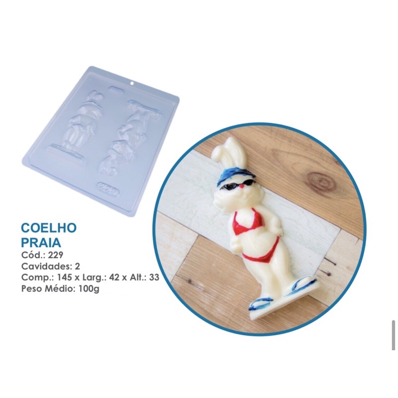 1~10 Forma Simples - Coelha Praia 229 (L7) em Acetato BWB Para Bombom e Doces de Chocolate e Confeitaria