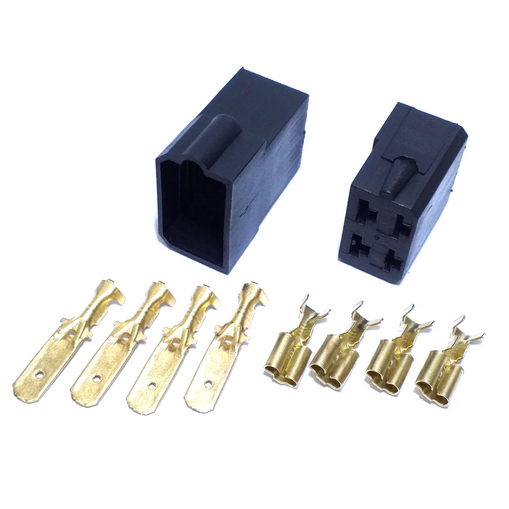 Conjunto Conector 4 Vias - Preto - Terminais 6,3mm