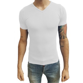 Camiseta Masculina Gola V Vies Manga Curta em Oferta na Shopee