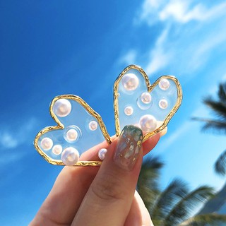 Brincos De Pérola Transparente Coração Estrela Fofo Para Meninas S925