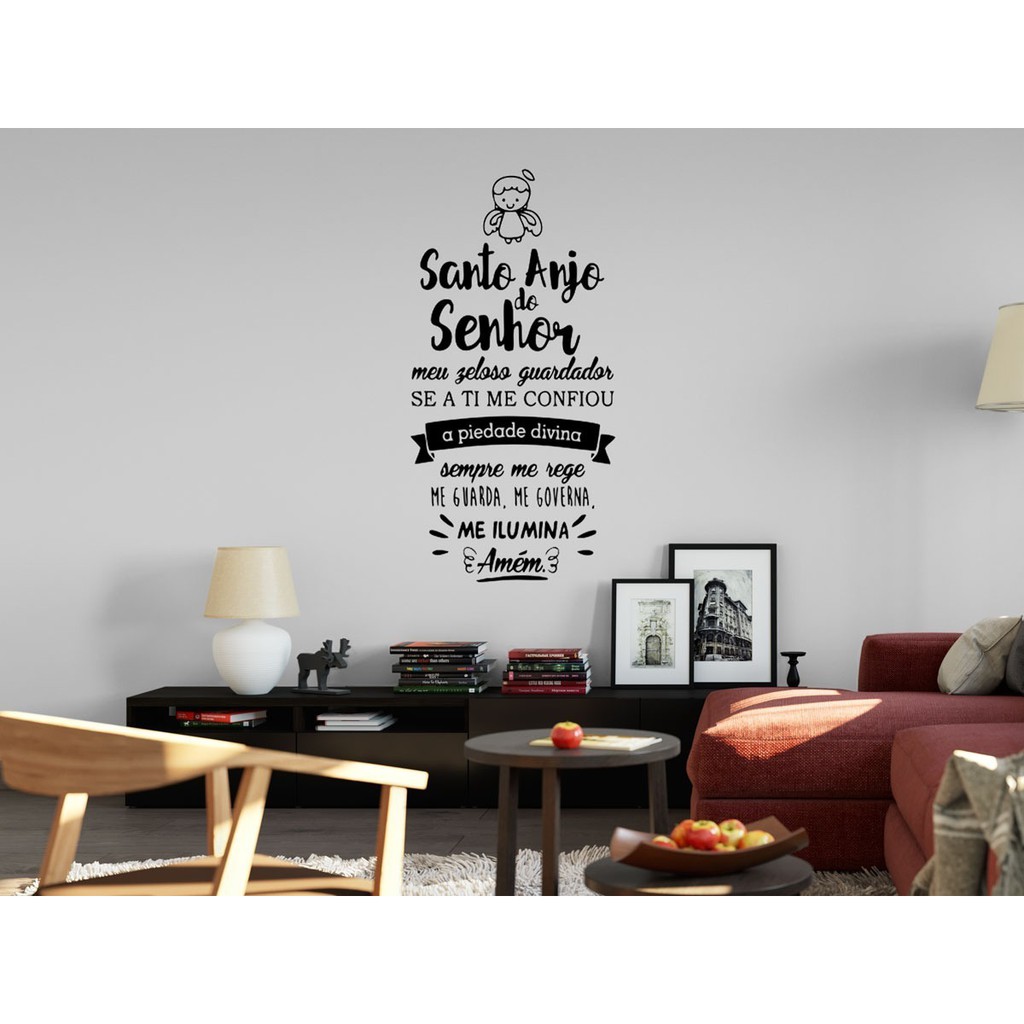 Adesivo Decorativo Frase Oração Santo Anjo Do Senhor - Home & Living