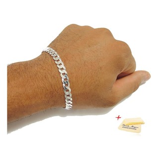 Pulseira Prata 925 Maciça 6mm Grumet 1x1 Masculina Italiana Flat Escamada