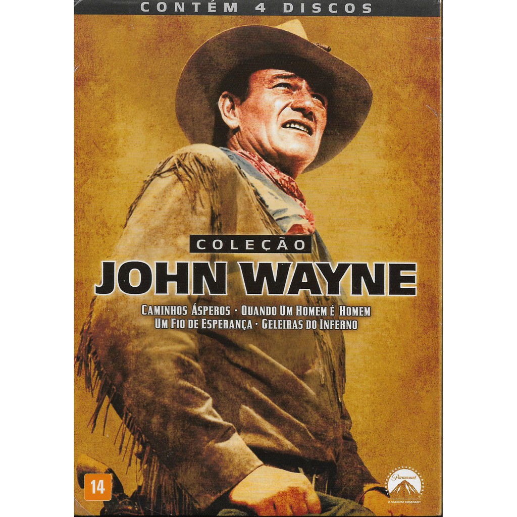 Coleção John Wayne com os Filmes: Caminhos Ásperos, Quando um Homem é Homem, Um Fio de Esperança e Geleiras do Inferno - Box 4 DVDs com Luva - Novo Lacrado