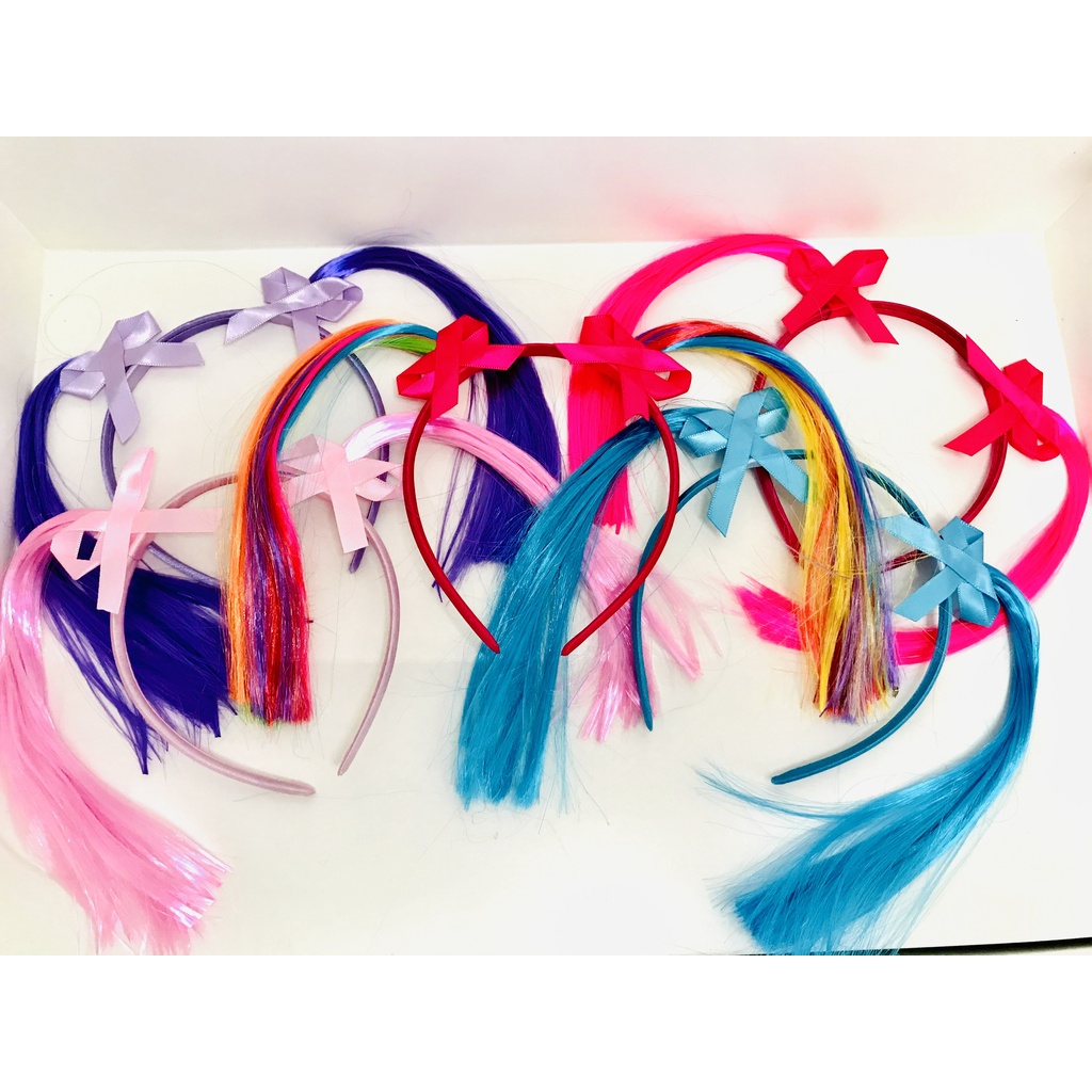 Tiara Arco com Trança de Cabelo Colorida e lacinhos / FESTA / CARNAVAL