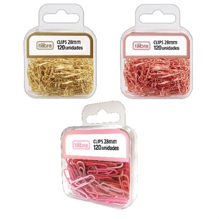 Clips 28mm Dourado, Rosé ou Rosa Pastel 120 Unidades Tilibra em Oferta na Shopee