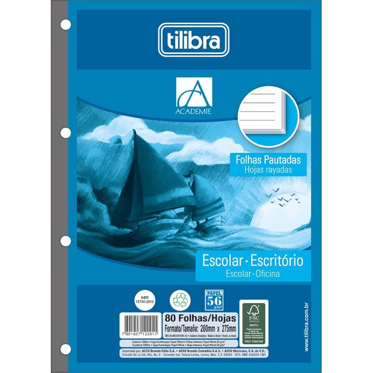 Folha Para Fichário Universitário 80 Folhas 4 Furos Branco Tilibra em Oferta na Shopee