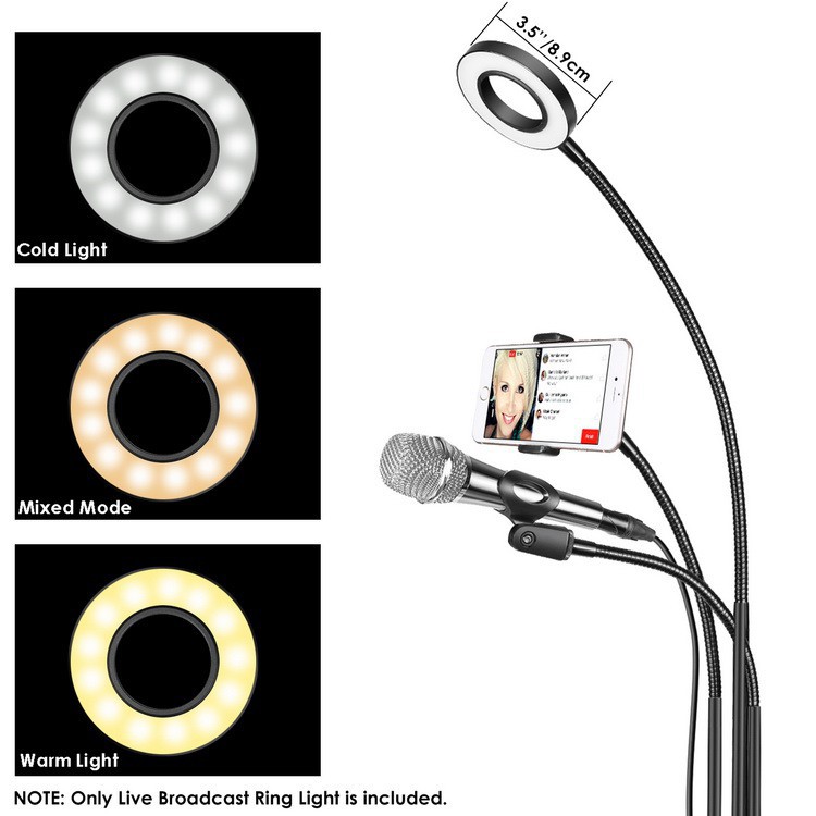 Top Ring Light De Mesa Live Stream C/suporte Para Microfone