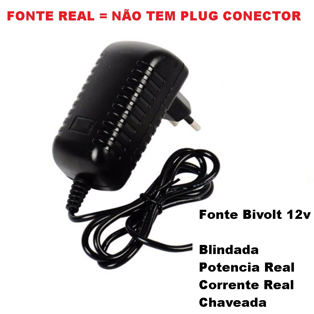 5x Fonte 12v 2.5a Blindada Bivolt Fio 1.5m s/ Plug Conector