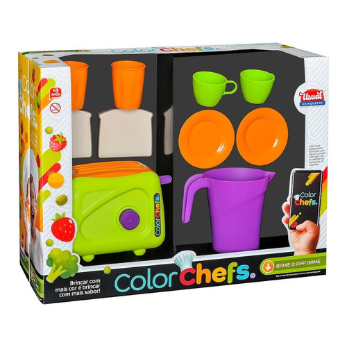 Kit Torradeira Com Acessórios Colors Chef - Usual Brinquedos