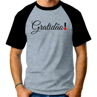 Camiseta Raglan Mescla Adulto Masculina, Gratidão!