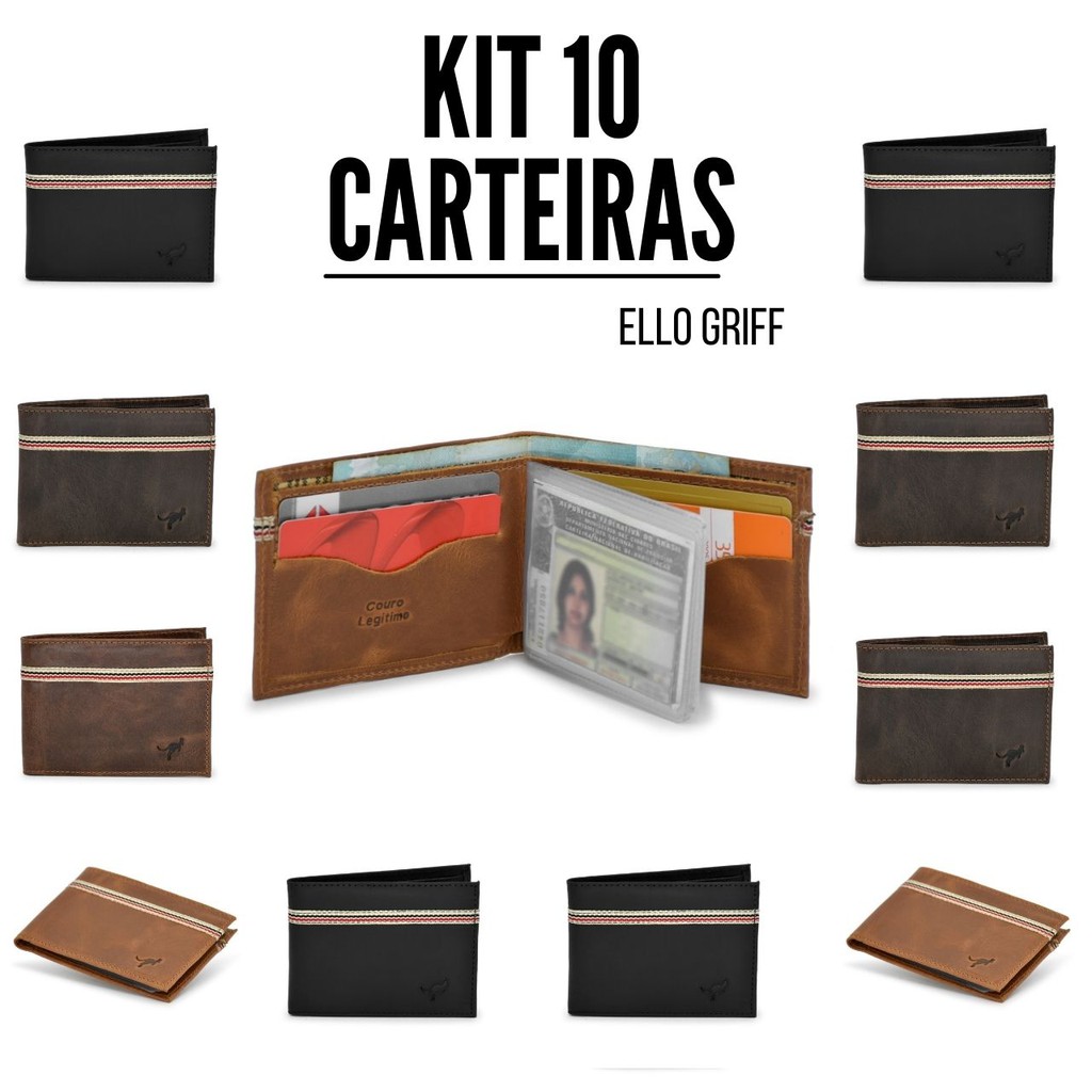 Kit 10 Carteira Masculina Gorg Porta Cartão Couro Legítimo