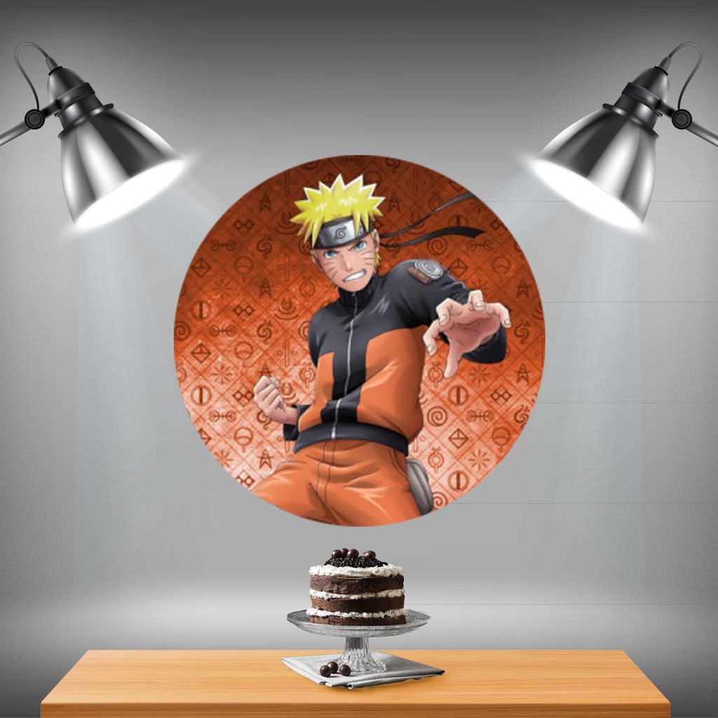 Painel de Festa Redondo em Tecido Aniversario Naruto Shippuden