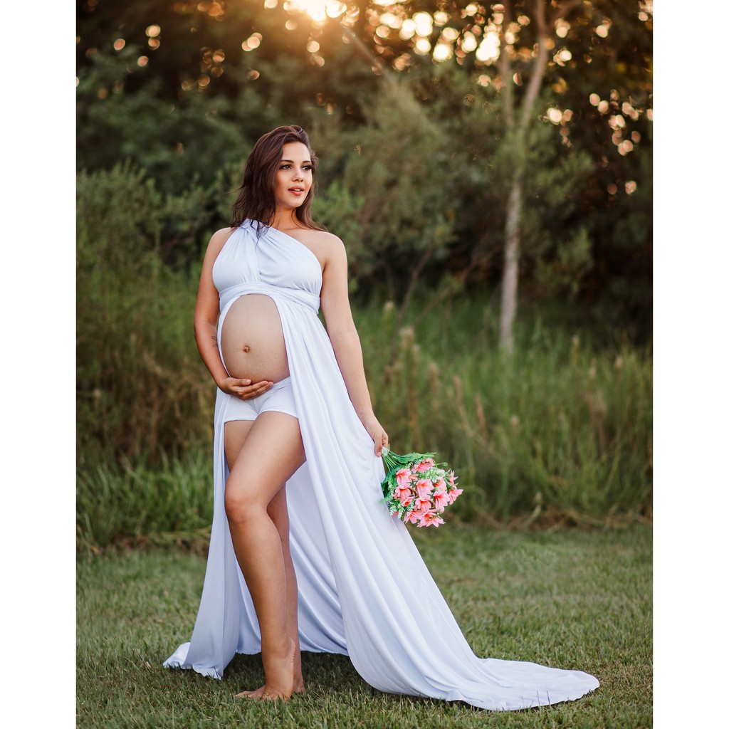 Vestido Gestante Para Fotos Infinity Formas Com Shorts G09 em Oferta na Shopee