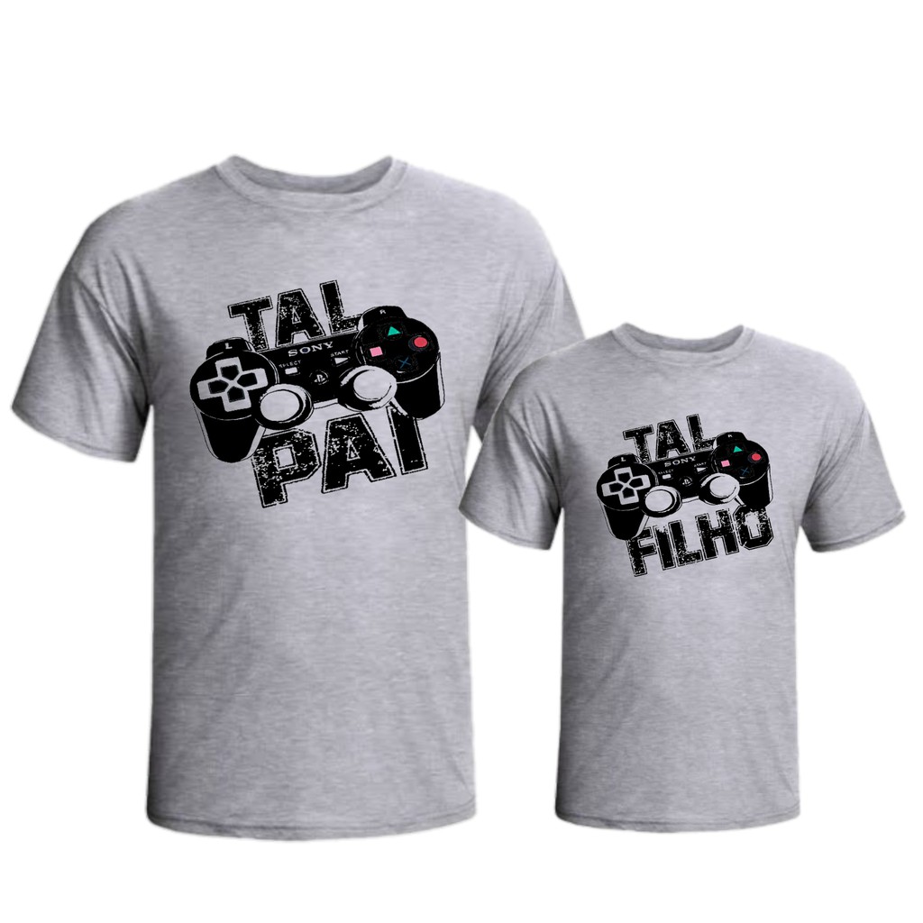 Kit 2 camisetas tal pai tal filho dia dos pais game controle barato