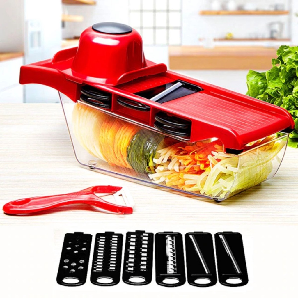 Ralador Fatiador Legumes Mandoline Slicer Multifuncional Aço Ino 6 em 1