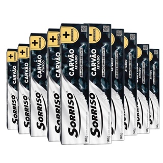 kit 10 Creme Dental Sorriso Carvão 140g em Oferta na Shopee