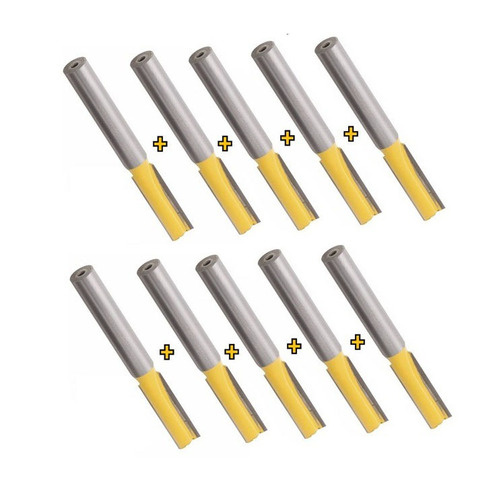 Kit C/10 Fresa Tupia Reta Acabamento S/ Rolamento Vonder 6mm